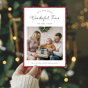 Plaid Wonderful Time of the Year Family Christmas Holiday Card