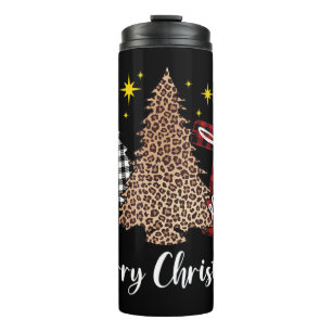 Plaid Xmas Tree Christian Cross Jesus Merry Christ Thermal Tumbler