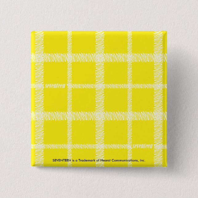 Plaid Yellow 15 Cm Square Badge (Front)