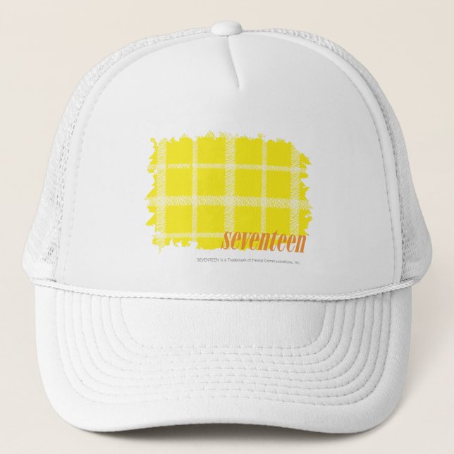 Plaid Yellow 3 Trucker Hat (Front)