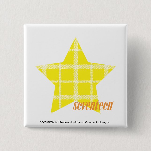 Plaid Yellow 4 15 Cm Square Badge (Front)