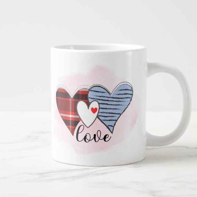Plaid, Zebra & Love Script Large Coffee Mug (Right)