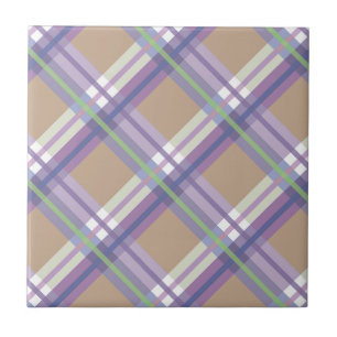 Plaids, Checks, Tartans Sand Lavender and Mint Tile