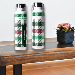 Plaids Custom Name & Message Water Bottle
