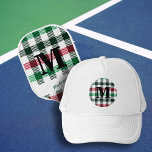 Plaids Preppy Colours Custom Monogram Trucker Hat<br><div class="desc">A simple Trucker Hat with gingham and customisable Monogram. Find matching Pickleball Paddle in our store.
Personalise it to make it a Gift.</div>