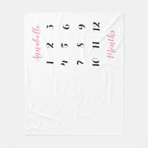 Plain 12 Month Milestone Girl Fleece Blanket