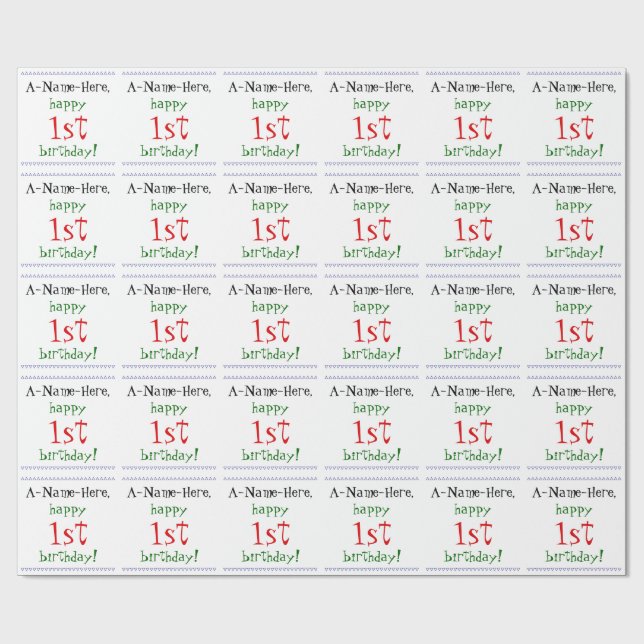 Plain 1st Birthday Wrapping Paper (Flat)