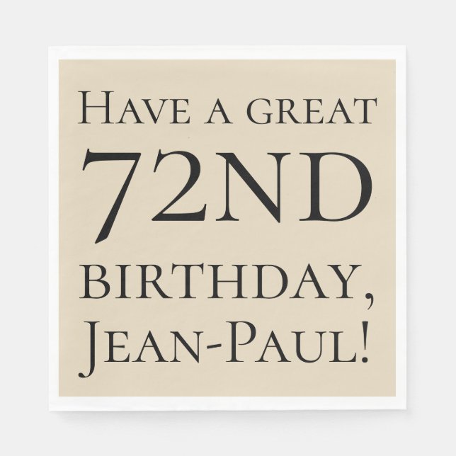 Plain 72nd Birthday Paper Napkins (Front)