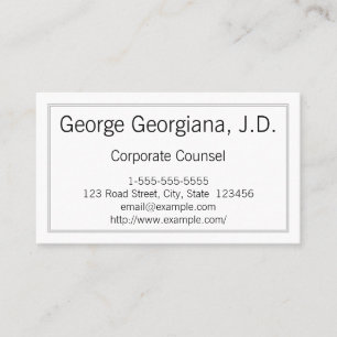 Plain and Minimal Corporate Counsel Business Card