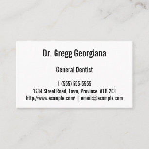Plain and Simple General Dentist Business Card