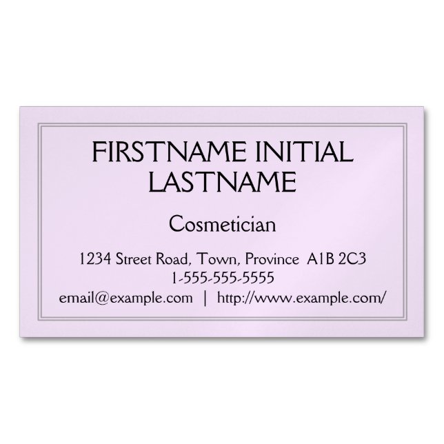 Plain and Traditional Cosmetician Business Card (Front)