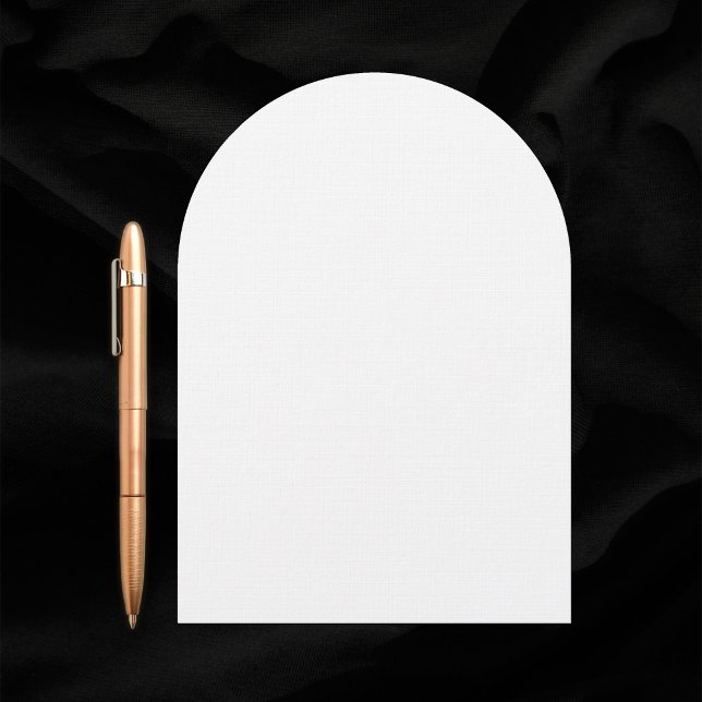 Plain Arch Style Linen Cardstock Blank Wedding Invitation (White arch style wedding invitation made of linen cardstock. Pen for scale.)