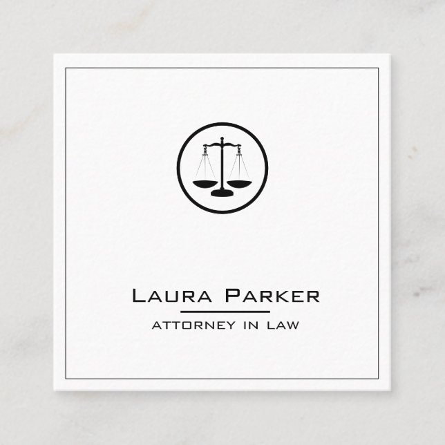 Plain Attorney Law Profession Classic Scale Simple Square Business Card (Front)
