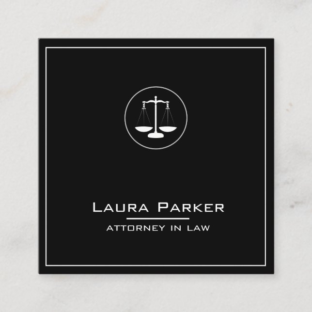 Plain Attorney Law Profession Classic Scale Simple Square Business Card (Front)