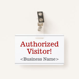 Plain "Authorised Visitor!" Badge ID Badge