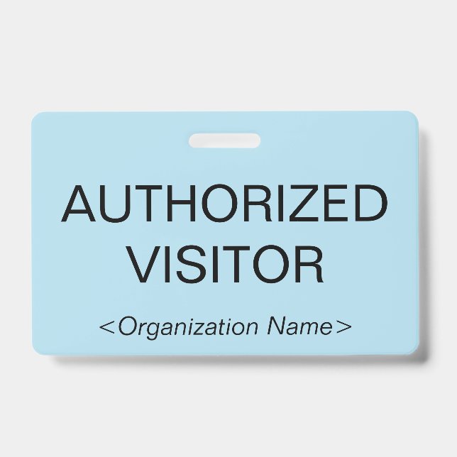 Plain "AUTHORIZED VISITOR" Badge ID Badge (Front)