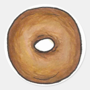 Plain Bagel Classic New York CIty NYC Bagels Food Round Sticker