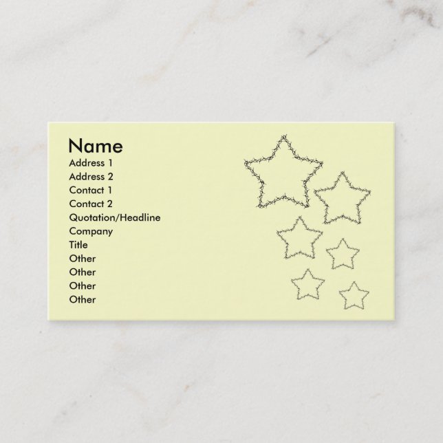 Plain barbwire star business cards (Front)