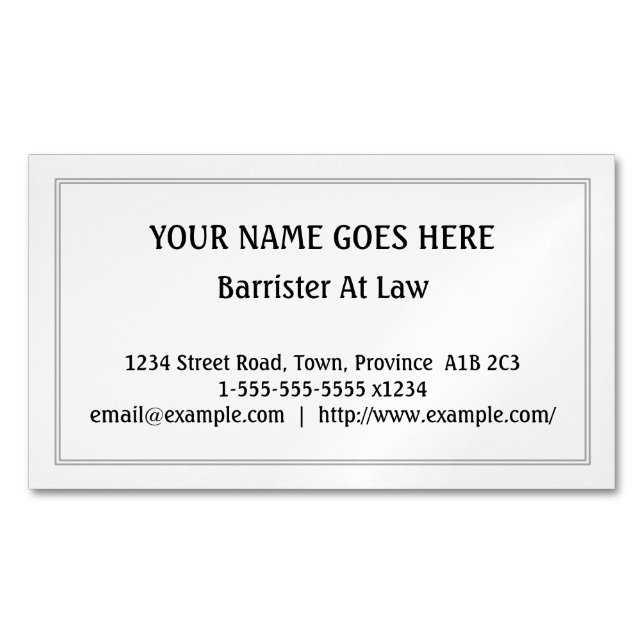 Plain Barrister At Law Magnetic Business Card (Front)