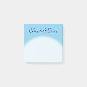 Plain, Basic, Sky Blue Background + Blue Name Post-it Notes