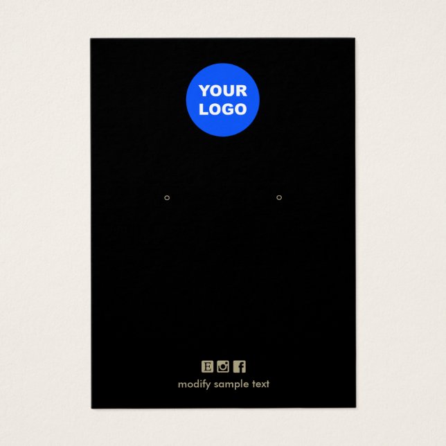 Plain Black Add Your Logo Earring Display Card (Front)