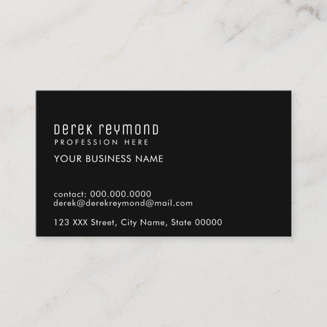 plain black aligned by the left, elegant business card (Front)