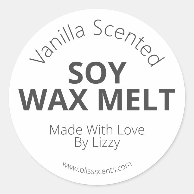 Plain Black And White Handmade Soy Wax Melt Label (Front)