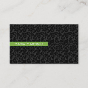Plain Black And White Vintage Floral Damasks Business Card