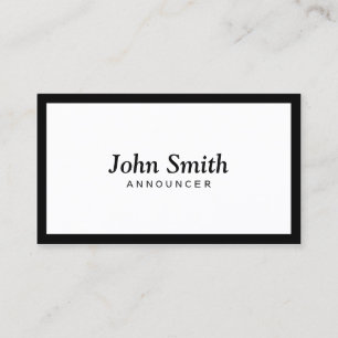 Plain Black Border Announcer Business Card