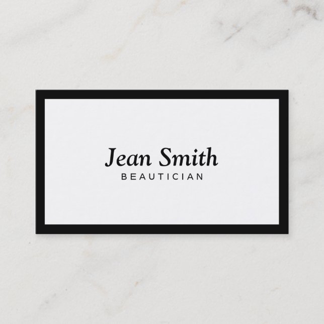 Plain Black Border Beautician Business Card (Front)