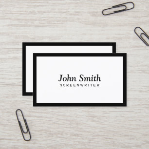 Plain Black Border Screenwriter Business Card