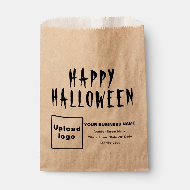 Plain Black Colour Texts Halloween Business Brown Favour Bags (Front)