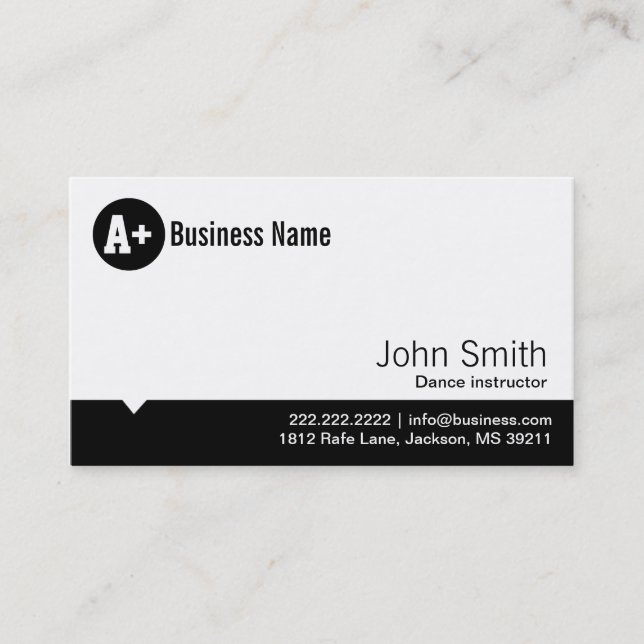 Plain Black Dot Dance Business Card (Front)