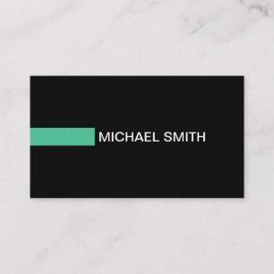 Plain Black Elegant Modern Ocean Green Business Card