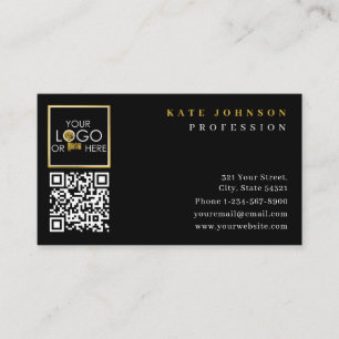 Plain Black Gold Generic Logo Business Template Card