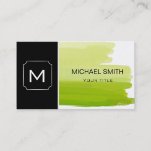 Plain Black & Green Professional Modern 2 Business Card