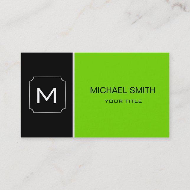 Plain Black & Green Professional Modern Business Card (Front)