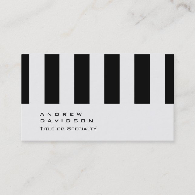 Plain Black Grey Striped Pattern Business Card (Front)