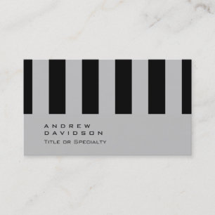 Plain Black Grey Striped Pattern Business Card