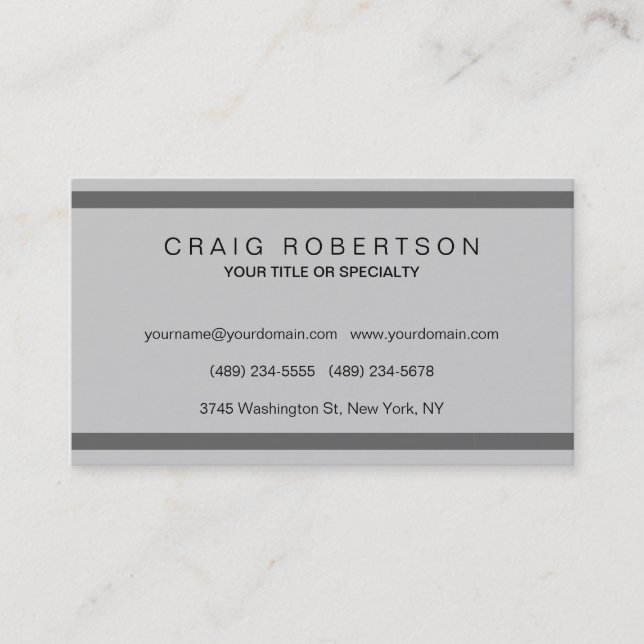 Plain Black Grey Stripes Business Card (Front)