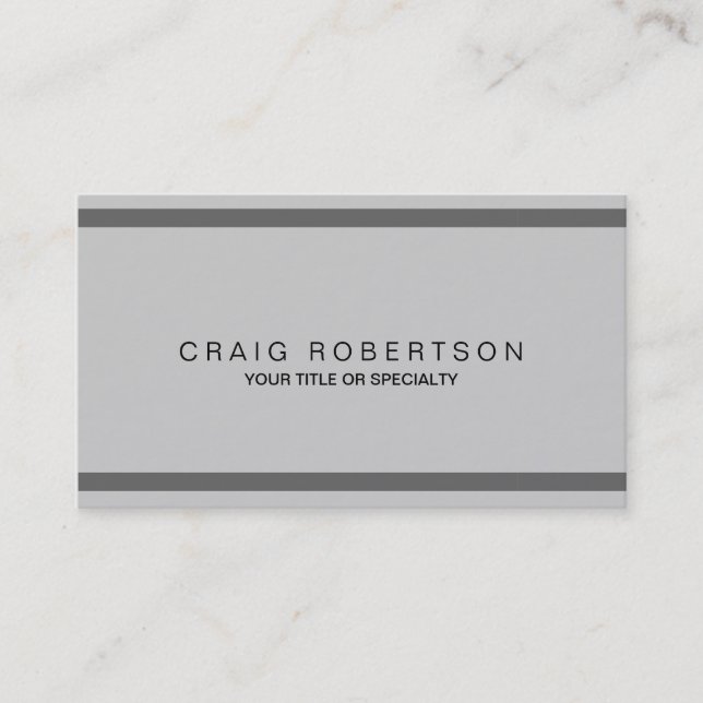 Plain Black Grey Stripes Business Card (Front)