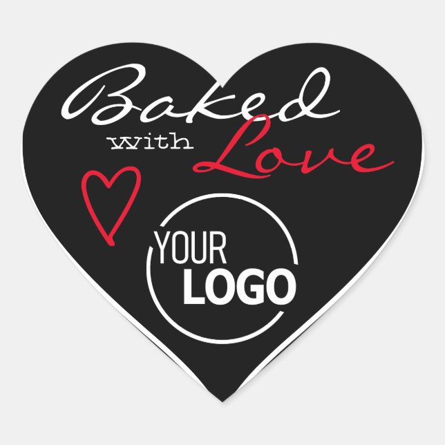 Plain Black Made with Love Cute Heart with Logo Sticker (Front)