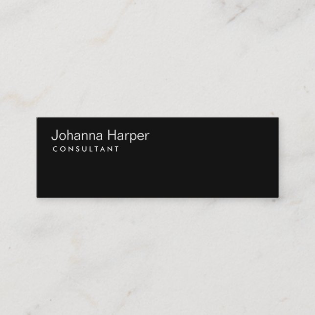 Plain Black Modern Consultant Slim Skinny Mini Business Card (Front)
