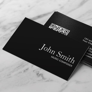 Plain Black QR Code Music Composer Business Card