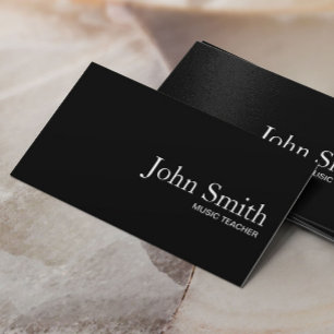 Plain Black QR Code Music Teacher Business Card