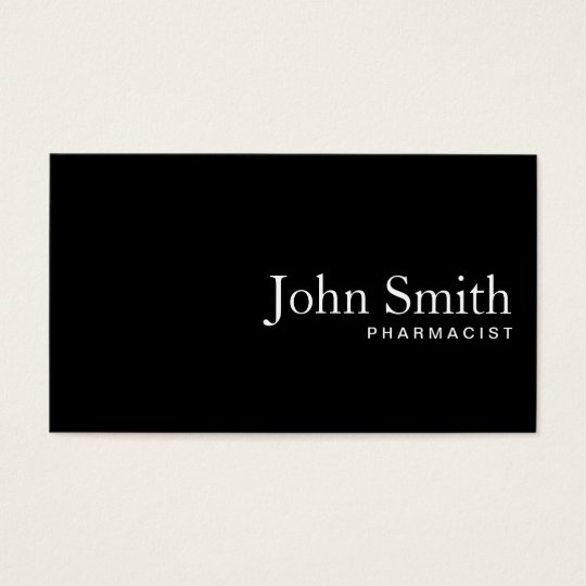 Plain Black QR Code Pharmacist Business Card