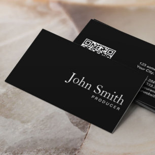 Plain Black QR Code Producer Business Card