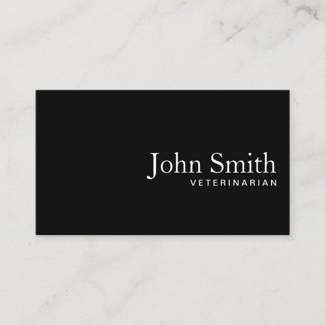 Plain Black QR Code Veterinarian Minimalist Business Card (Front)