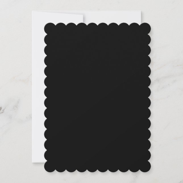 Plain Black Scalloped Edge Blank Wedding Invitation (Front)
