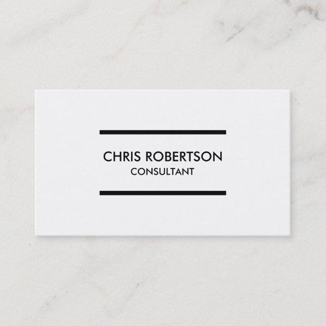 Plain Black & White Consultant Business Card (Front)